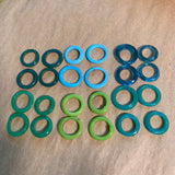 24 Blue & Green Glass Rings