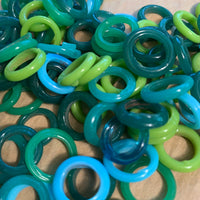 24 Blue & Green Glass Rings