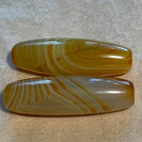 Pair of Striated Carnelian Beads