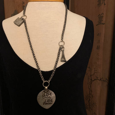 Vintage Silver Chain with 3 Large Charms
