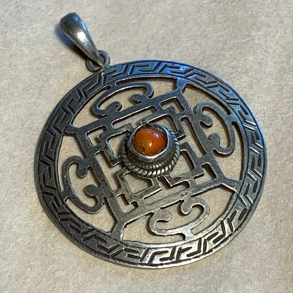 Nepalese Sterling Pendant, Coral