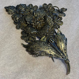Vintage Silver Floral Pin with Gold Wash