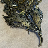 Vintage Silver Floral Pin with Gold Wash