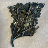 Vintage Silver Floral Pin with Gold Wash