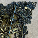 Vintage Silver Floral Pin with Gold Wash