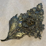 Vintage Silver Floral Pin with Gold Wash