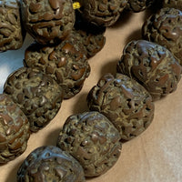 Antique 16mm Carved Fruit Pit Mala