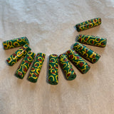 Antique Green With Red & Yellow Eyes Trade Beads