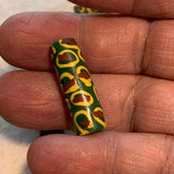 Antique Green With Red & Yellow Eyes Trade Beads