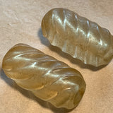Vintage Large Light Amber Glass Beads, Pair
