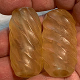 Vintage Large Light Amber Glass Beads, Pair