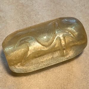 Vintage Large Light Amber Glass Bead, Deer