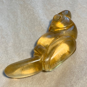 Vintage Large Light Amber Glass Bird Pendant