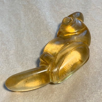 Vintage Large Light Amber Glass Bird Pendant