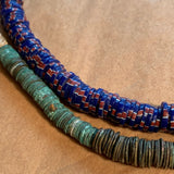 Brass Eja Beads With Blue Eja Mixed Strand