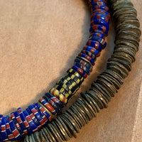 Brass Eja Beads With Blue Eja Mixed Strand