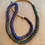 Brass Eja Beads With Blue Eja Mixed Strand