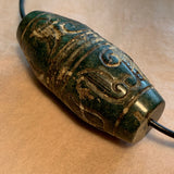 Large Green Jade Carved Bead