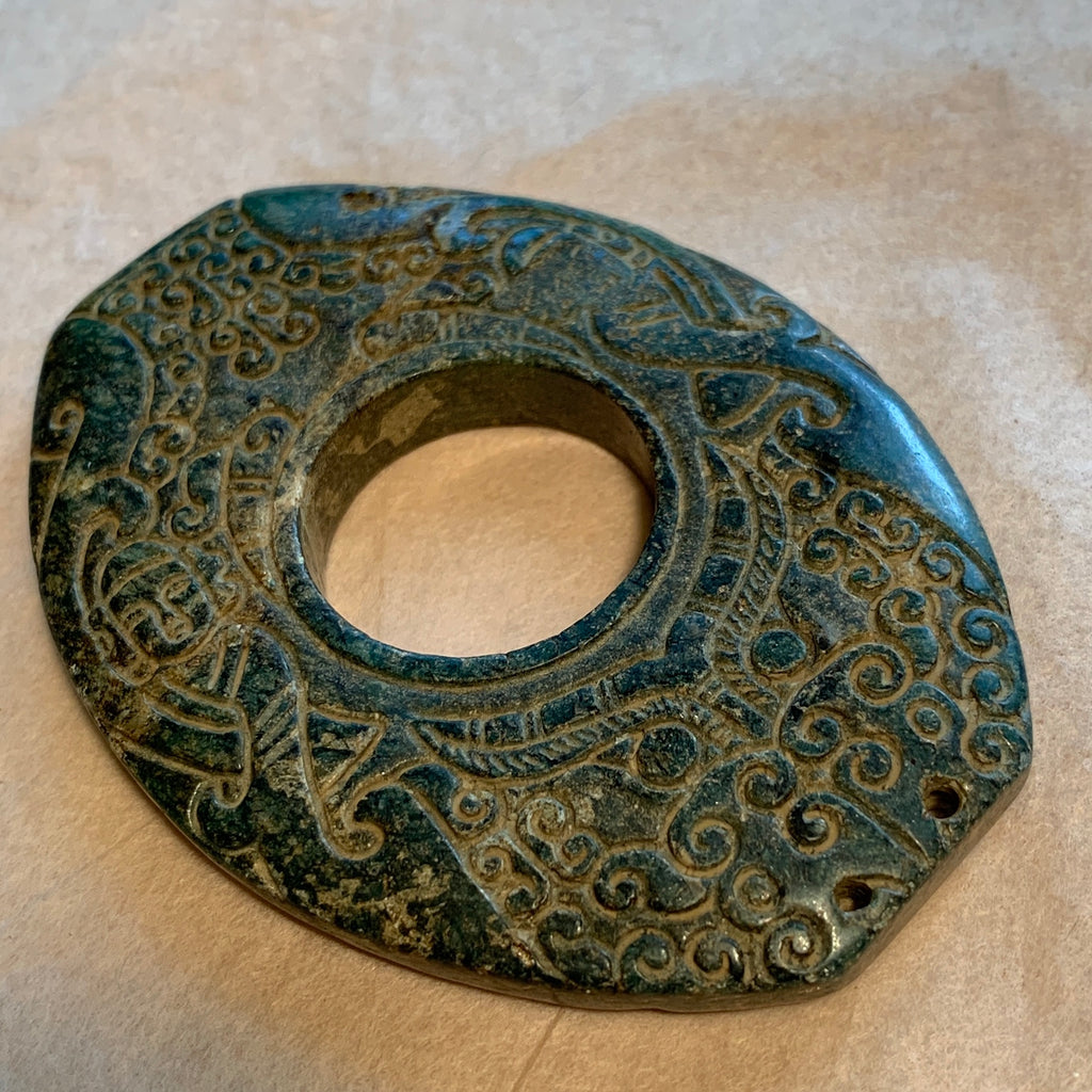 Large Green Jade Carved Pendant