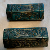 Large 6-Sided Green Jade Carved Bead