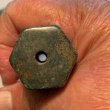 Large 6-Sided Green Jade Carved Bead