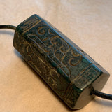 Large 6-Sided Green Jade Carved Bead