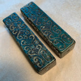Large Green Jade Carved Rectangular Bead