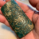 Large Green Jade Carved Bead