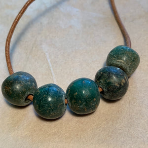 5 Antique Amazonite Stone Beads