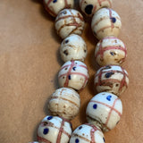 Rare White Glass Venetian Beads With Pink