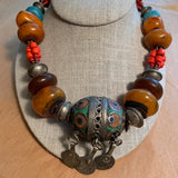 Berber Necklace with Enameled Centerpiece