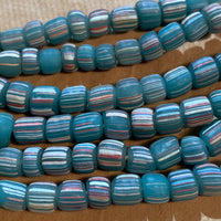Striped Java Matte Aqua Glass Beads