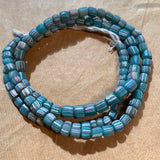 Striped Java Matte Aqua Glass Beads