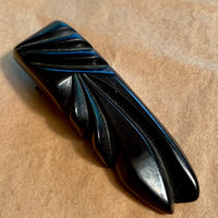 Carved Black Bakelite Lapel Clip