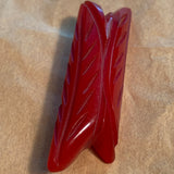 Carved Red Bakelite Pin