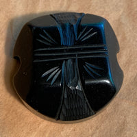 Unique Carved Black Bakelite bead