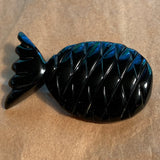 Carved Black Bakelite Pin, Pineapple