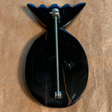 Carved Black Bakelite Pin, Pineapple