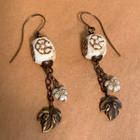 Egyptian Revival Earrings by Ruth, Flowers