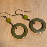 Green Bakelite Earrings by Ruth