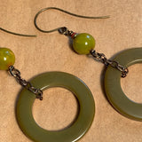 Green Bakelite Earrings by Ruth