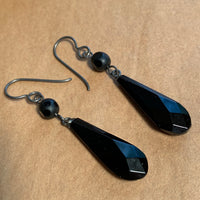 Vintage Jet Glass Earrings by Ruth
