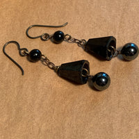 Vintage Jet Glass Earrings by Ruth