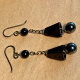 Vintage Jet Glass Earrings by Ruth