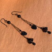 Vintage Jet Glass Earrings by Ruth