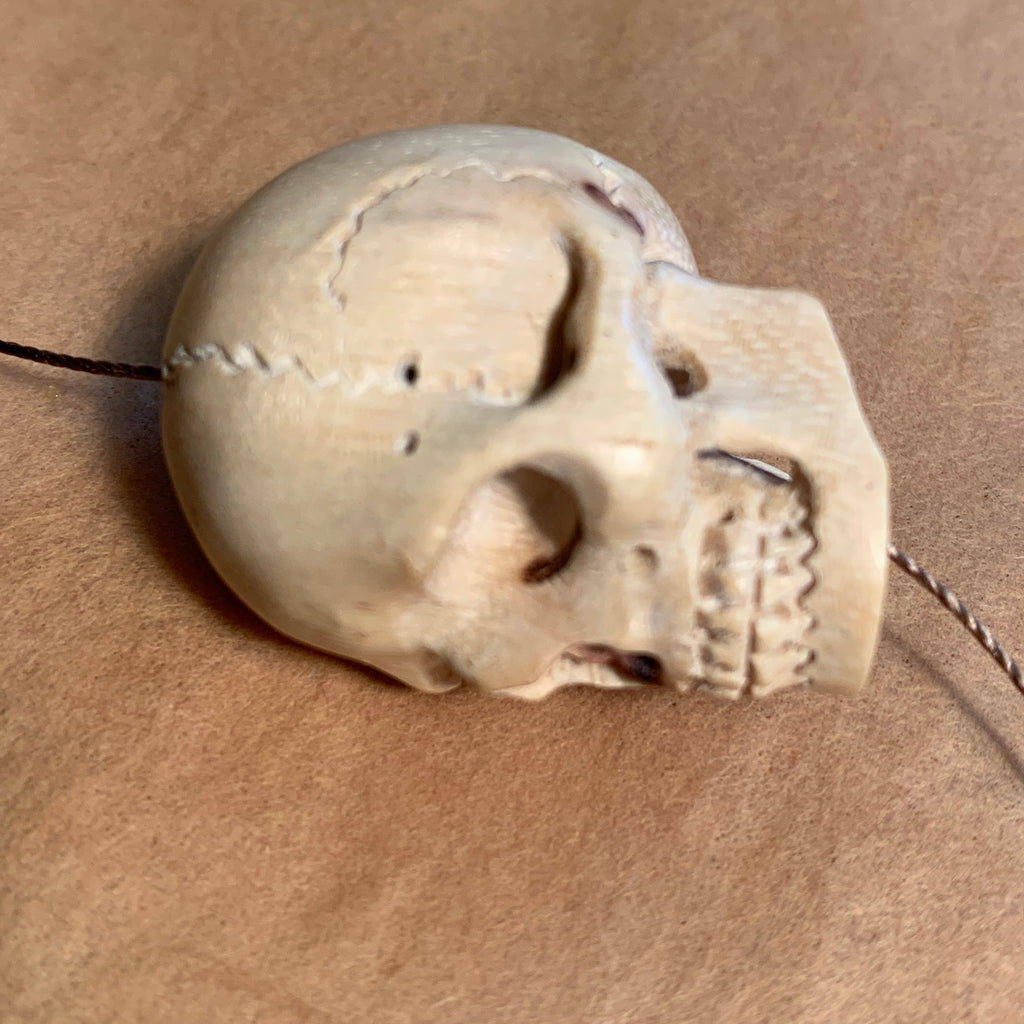 Hand-Carved Wood Skulls, Small