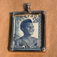 Antique Papua New Guinea Stamp Pendant