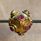 18 Kt Gold Bead with Rubies , India