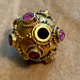18 Kt Gold Bead with Rubies , India