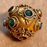 18 Kt Gold Bead with Emeralds, India